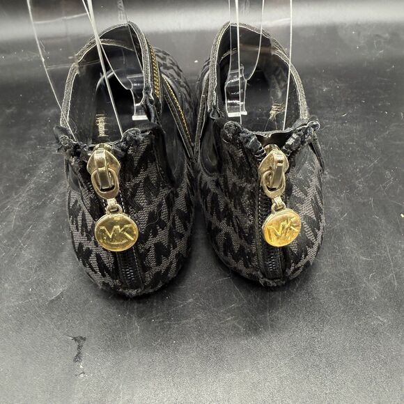 Michael Kors Strappy Zaza Ballet Flats Girls Size 2 Black Logo Designer - Picture 4 of 6